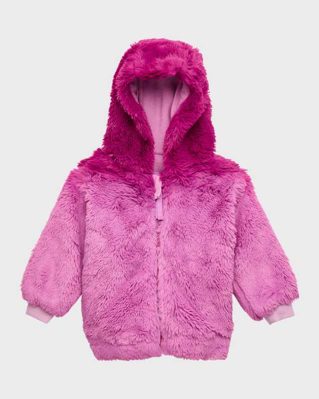 Girl's Dip-Dye Faux-Fur Coat, Size 3-24